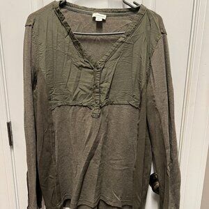 Sundance Ribbed Long Sleeve Shirt in Olive Green